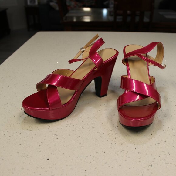 Pink Block Heel Strappy Sandals Size 10.5/42 - Picture 6 of 11